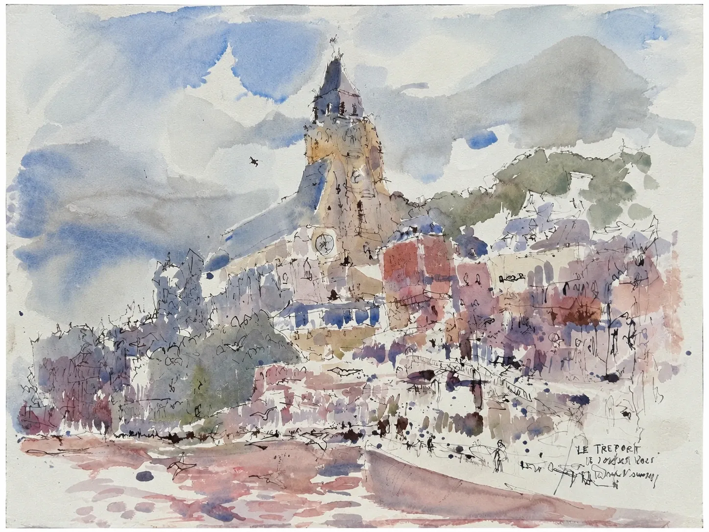 Le Tréport, watercolour by Kris Herteleer